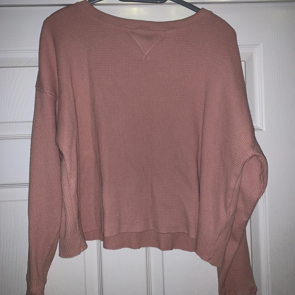 waffle cut pink sweater